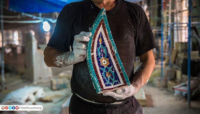 معرق کاری حرم مطهر امام حسین علیه السلام توسط گروهی از معرق کاران برجسته ایرانی