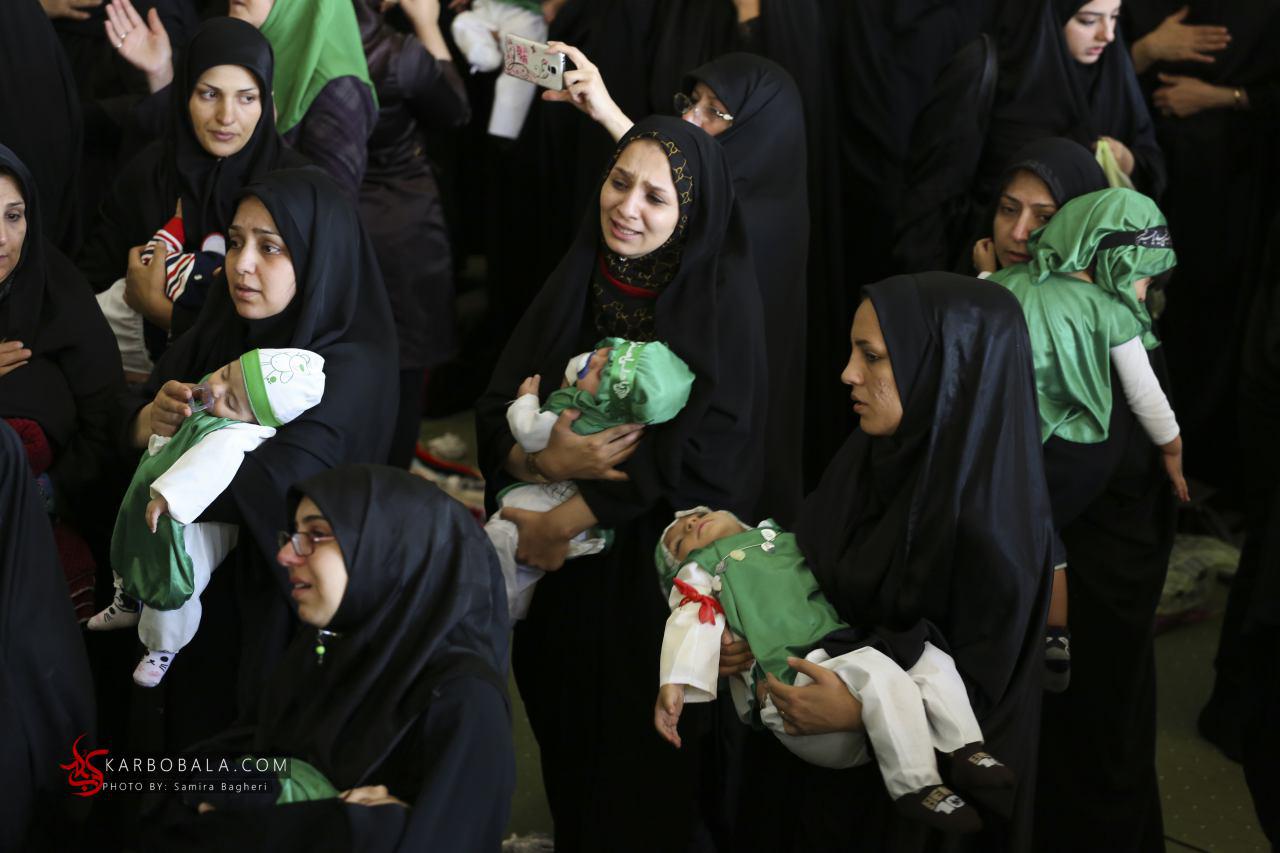 تجمع شیرخوارگان حسینی با نوای لبیک یا حسین (ع) + گالری تصاویر