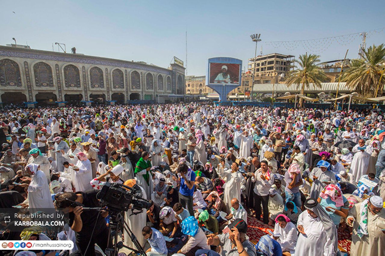 قرائت دعای عرفه با حضور میلیونی زائران امام حسین (ع) در کربلا + تصاویر