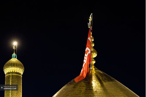 آیین تعویض پرچم گنبد مرقد سیدالشهداء (ع) / گزارش تصویری