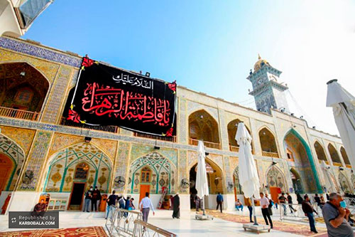 حرم حضرت علی (ع) سیاهپوش ایام عزای بانوی دوعالم / گزارش تصویری