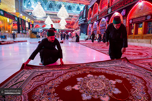 غبارروبی و شستشوی حرم حضرت اباالفضل (ع) / گزارش تصویری