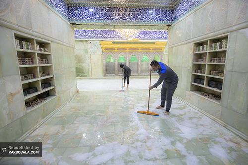 مراسم غبارروبی حرم مطهر سیدالشهدا (ع) / گزارش تصویری