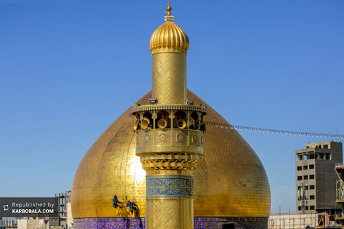 شستشوی گنبد منور علوی در آستانه 13 رجب / گزارش تصویری
