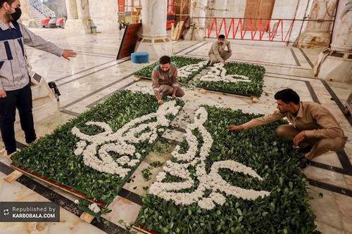 گل آرایی حرم امیرمؤمنان علی (ع) با هزاران شاخه گل / گزارش تصویری