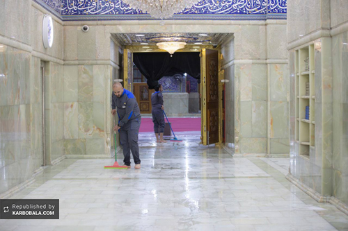 شستشوی گنبد و مرقد حسینی  / گزارش تصویری