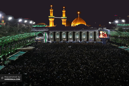 هزاران زائر عزادار، نظاره‌گر مراسم تعویض پرچم آستان حسینی / گزارش تصویری