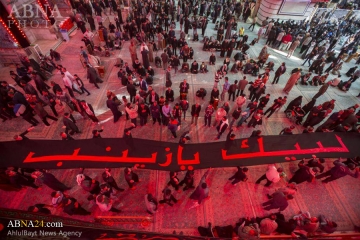 طولانی‌ترین پرچم عزای حسینی در حرم حضرت عباس (ع) + تصاویر