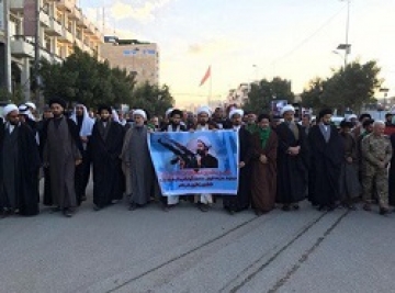 تظاهرات صدها عراقی در کربلا در محکومیت اعدام شهید شیخ باقر النمر