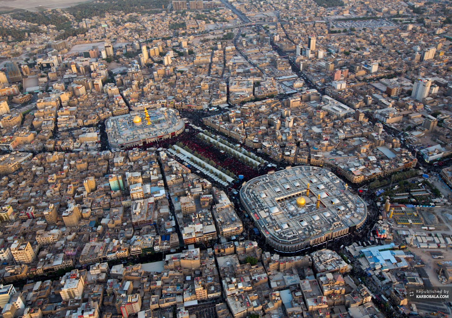تصویر هوایی از حرمین شریفین در روز عاشورا
