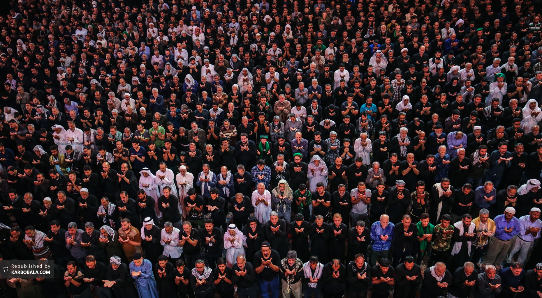 اقامه باشکوه نماز جماعت توسط شیعیان و زائران حسینی